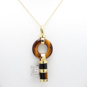 SOLD - 18K Gold and Tiger's Eye Key Pendant