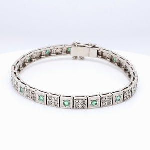 Emerald and Rose Cut Diamond Bracelet