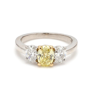 SOLD - 1.00ct Fancy Intense Yellow Oval Cut Diamond Ring - GIA Certified