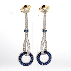 SOLD - 4.70ctw Old Mine Cut Diamond and Sapphire Earrings