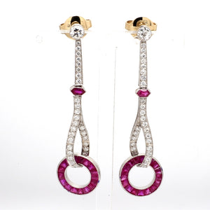 SOLD - 4.77ctw Old Mine Cut Dimond and Ruby Earrings