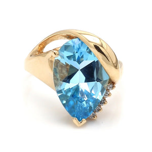 SOLD - 6.00ct Pear Shaped Blue Topaz Ring