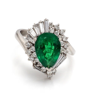 SOLD - 2.17ct Pear Shaped Emerald Ring