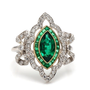 SOLD - 1.23ct Marquise Cut Emerald Ring - AGL Certified
