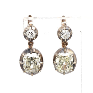 SOLD - 2.80ctw Old Mine Cut Diamond Earrings