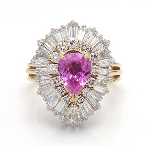 1.97ct Pear Cut Pink Sapphire Ring - AGL Certified