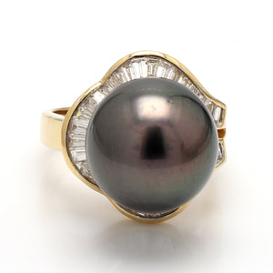 14mm Black Tahitian Pearl Ring