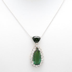 SOLD - 6.00ctw Pear and Trillion Cut Green Tourmaline Pendant