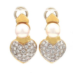 8.0mm Akoya Pearl and Diamond Earrings