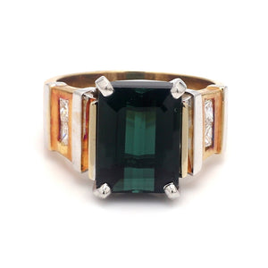 6.14ct Emerald Cut Green Tourmaline Ring