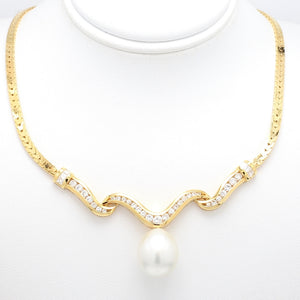 Pearl Drop and Diamond Necklace