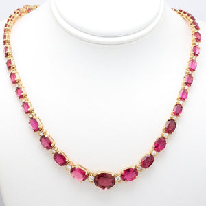 SOLD - 25.00ctw Oval Cut Pink Tourmaline Necklace