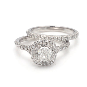 Tiffany & Co., 0.52ct Cushion Cut Diamond Ring Set