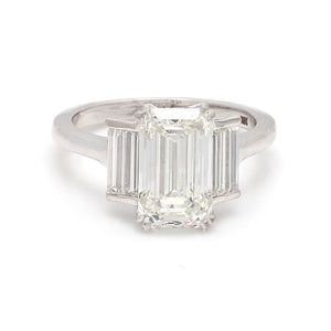3.40ct H VS2 Emerald Cut Diamond Ring - GIA Certified