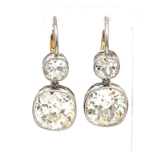 SOLD - 7.33ctw Old Mine Cut Diamond Earrings