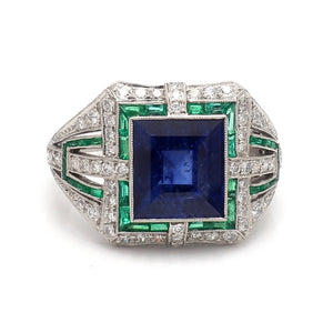 SOLD - 4.12ct Square Cut Sapphire Ring