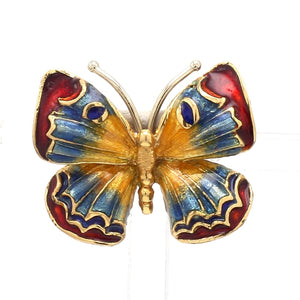 18K Gold and Enamel Butterfly Brooch