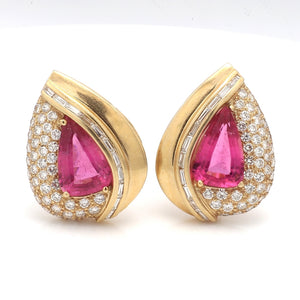 SOLD - 5.50ctw Pear Shaped, Pink Tourmaline Earrings