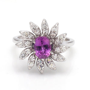 SOLD - 1.19ct Oval Cut Purple-Pink Sapphire Ring - AGL Certified