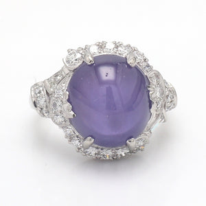 15.00ct Oval, Cabochon Cut Purple Star Sapphire Ring