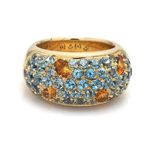 SOLD - 3.50ctw Blue Topaz and Citrine Cluster Ring