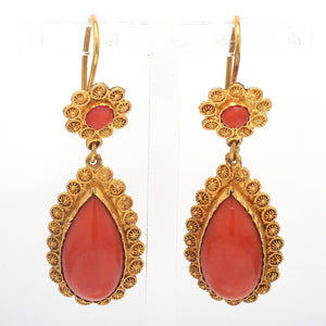 20mm Pear Shaped Coral Earrings