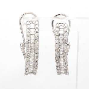 SOLD - 1.25ctw Baguette and Round Brilliant Cut Diamond Earrings