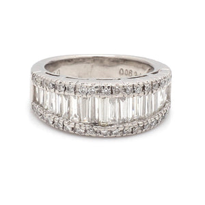SOLD - 1.66ctw Baguette and Round Brilliant Cut Diamond Band