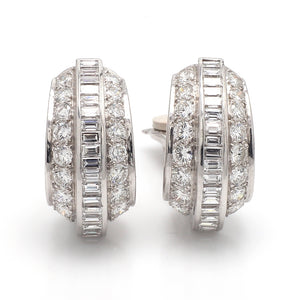 SOLD - Cartier, 5.50ctw Baguette and Round Brilliant Cut Diamond Earrings
