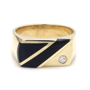 SOLD - Diamond and Onyx Inlay Ring