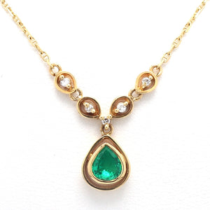 SOLD - 0.75ct Pear Shaped Emerald Necklace
