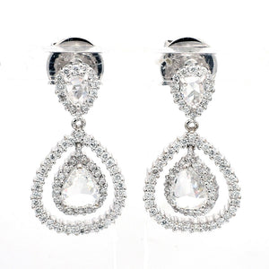 SOLD - 1.37ctw Pear Shaped Rose Cut Diamond Earrings