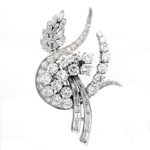SOLD - 7.00ctw Marquise, Baguette, and Round Brilliant Cut Diamond Brooch