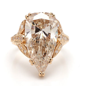 SOLD - 11.08ct Fancy Light Brown Pear Shaped Diamond Ring