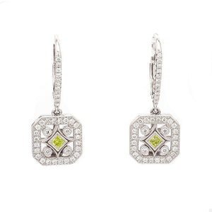 SOLD - 0.76ctw Princess and Round Brilliant Cut Diamond Earrings