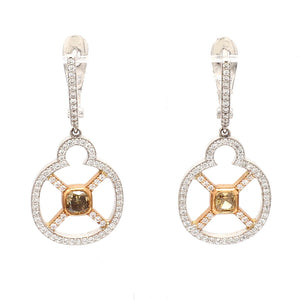 1.12ctw Radiant and Round Brilliant Cut Diamond Earrings