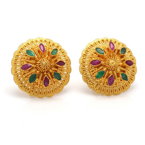 SOLD - 22K Gold Emerald and Ruby Earrings