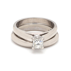 0.51ct H VS2 Princess Cut Diamond Solitaire Ring and Band - IGI Certified