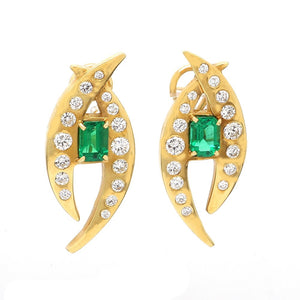 2.00ctw Emerald Cut Colombian Emerald Earrings - AGL Certified