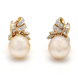 13mm South Sea Pearl and Diamond Earrings