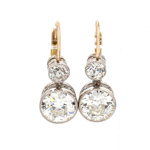 3.51ctw J VS2/SI1 Old European Cut Diamond Earrings - GIA Certified