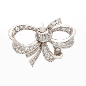 1.20ctw Baguette and Round Brilliant Cut Diamond Brooch