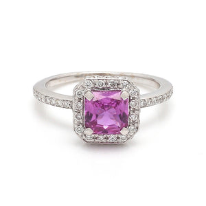 1.51ct Square Cut Pink Sapphire Ring