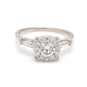 1.33ctw Round and Baguette Cut Diamond Ring