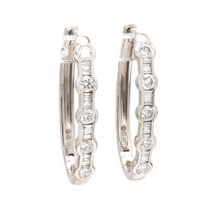 1.50ctw Baguette and Round Brilliant Cut Diamond Earrings