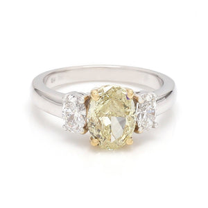 2.01ct Fancy Light Yellow Oval Cut Diamond Ring - GIA Certified