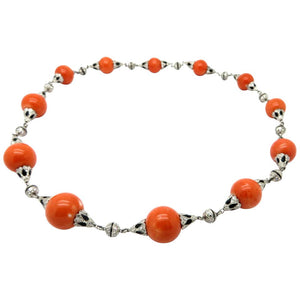 SOLD - 6.00ctw Round Brilliant Cut Diamond and Coral Necklace
