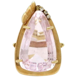 SOLD - 20.00ct Pear Cut Kunzite and Diamond Ring