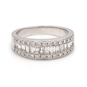 0.87ctw Baguette and Round Brilliant Cut Diamond Band