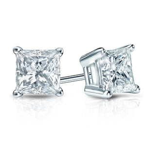 SOLD - 0.71ctw H/I SI1/SI2 Princess Cut, Diamond Stud Earrings - IGI Certified